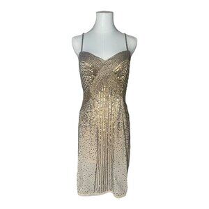 NWT Alberto Makali Nude Beaded Mini Dress Size 10